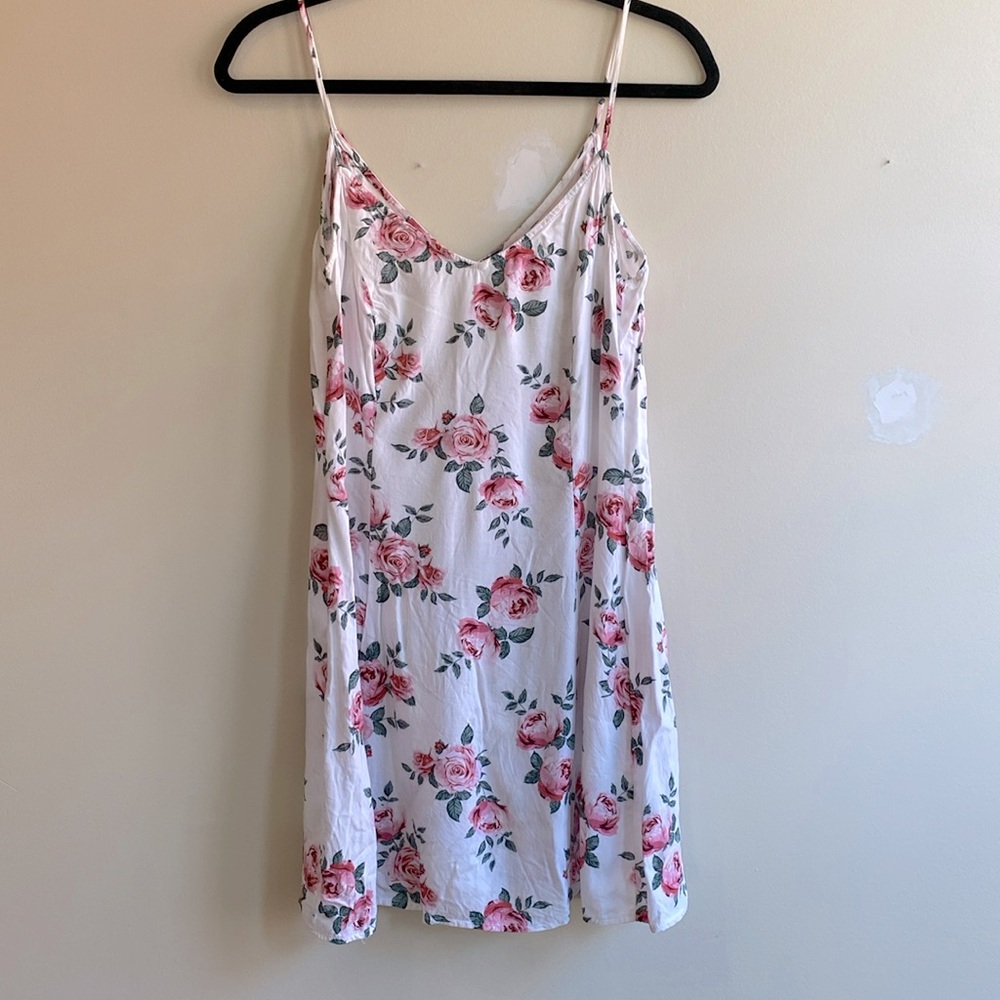 White floral mini summer dress size 8